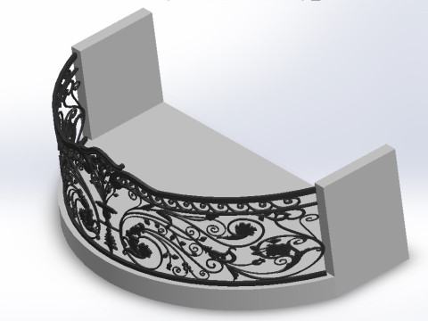 3D glass roof with iron decoration for villa 3D Print Model