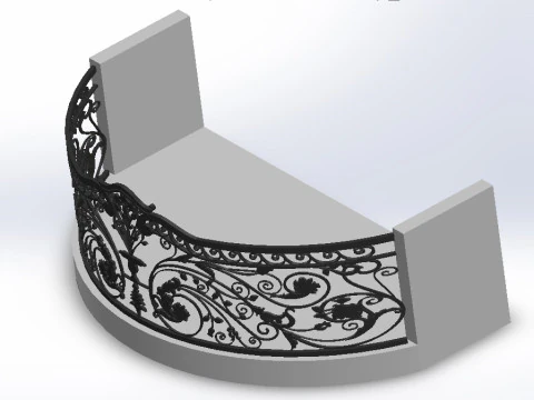 3D glass roof with iron decoration for villa 3D Print Model