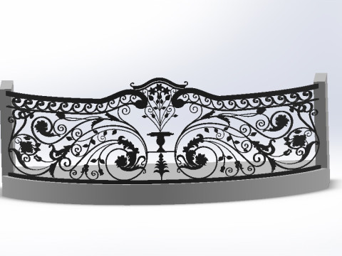 3D glass roof with iron decoration for villa 3D Print Model
