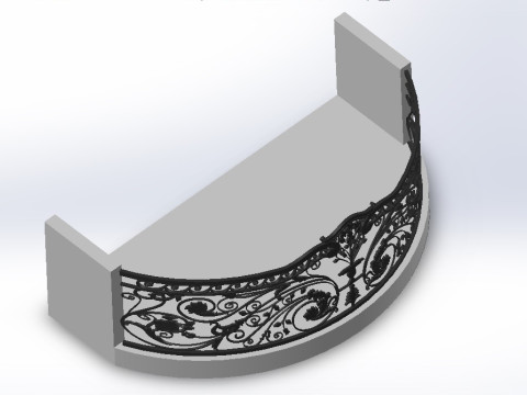 3D glass roof with iron decoration for villa 3D Print Model