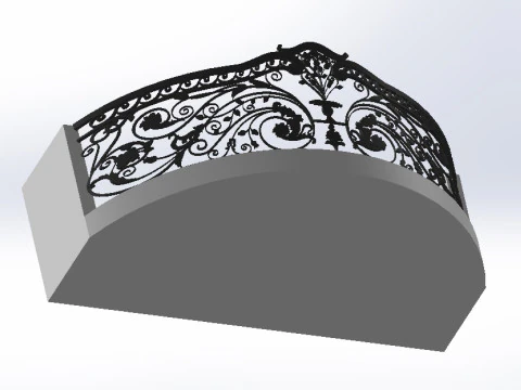 3D glass roof with iron decoration for villa 3D Print Model