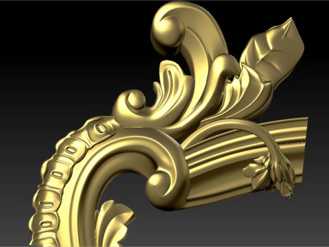 Moldura de espelho de madeira banhada a ouro cl&aacute;ssica produzida por m&aacute;quina de escultura CNC 3D Modelo de Impressão 3D