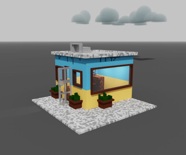 Snack bar voxel Modelo 3D .c4d .max .obj .3ds .fbx .stl .blend 