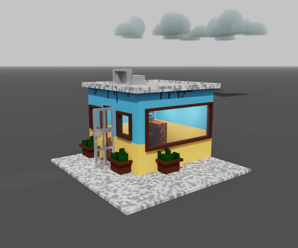 Snack bar voxel 3D Model .c4d .max .obj .3ds .fbx .stl .blend
