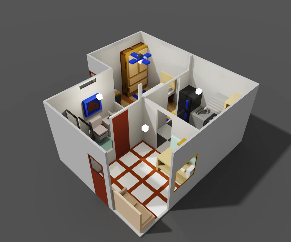 House voxel 3D Model .c4d .max .obj .3ds .fbx .stl .blend 