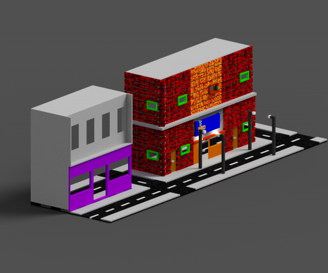 Road voxel low poly 3D Model .c4d .max .obj .3ds .fbx .stl .blend 