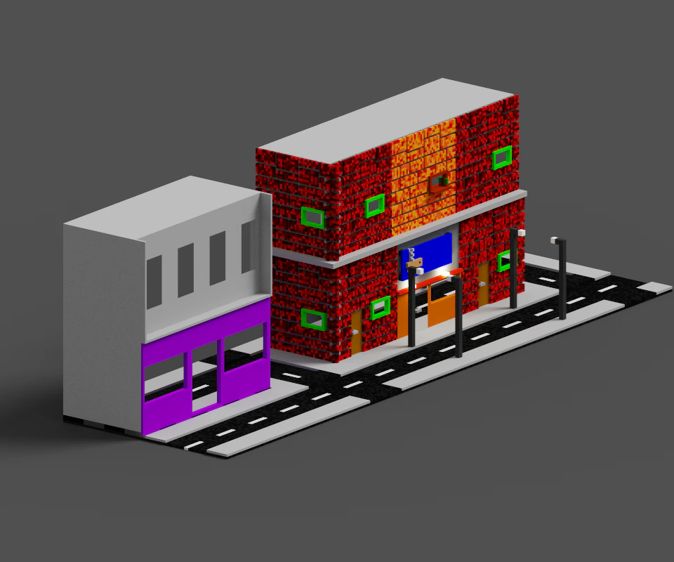 Road voxel low poly 3D Model .c4d .max .obj .3ds .fbx .stl .blend 
