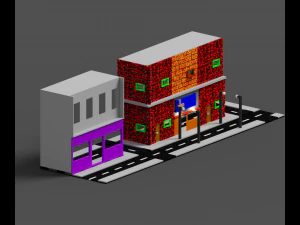 도로 복셀 로우 폴리 3D 모델