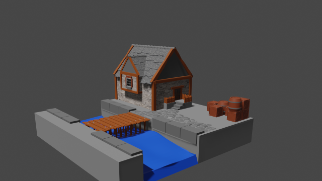 building on the river bank Model 3D .c4d .max .obj .3ds .fbx .stl .blend 