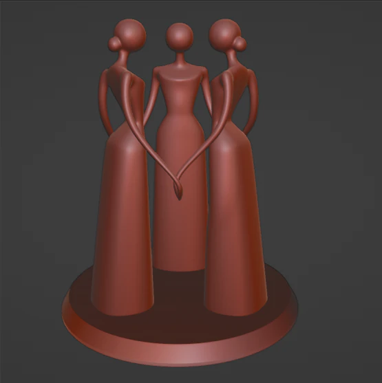 Three Ladies 3D Print Model .c4d .max .obj .3ds .fbx .stl .blend 