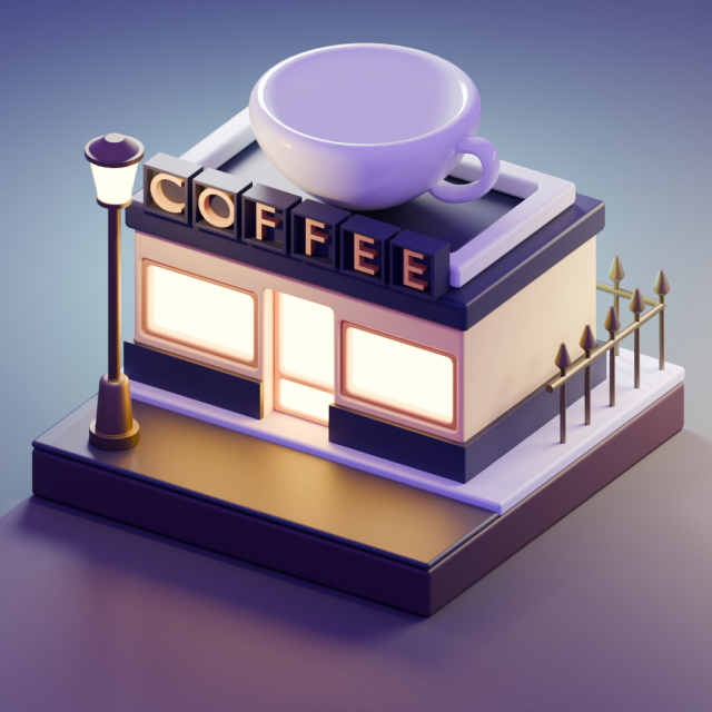 Coffee house Modello 3D .c4d .max .obj .3ds .fbx .stl .blend 