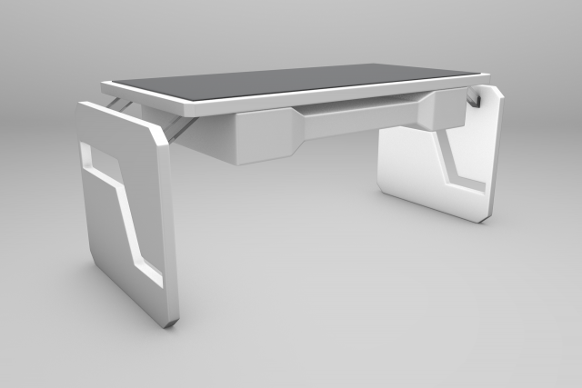 futuristic office desk 3D Model .c4d .max .obj .3ds .fbx .stl .blend 