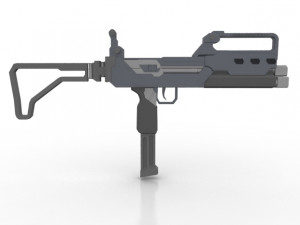 triple barreled submachine 3D Model