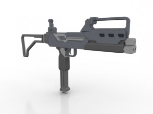 triple barreled submachine Modèle 3D