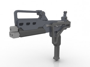 triple barreled submachine Modèle 3D