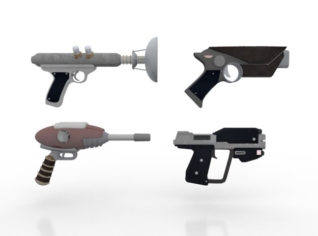 space pistols collection 3D Модель .c4d .max .obj .3ds .fbx .stl .blend 