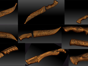 9 pcs knife set 3d stl models for artcam and aspire Programmes 3D-Modell