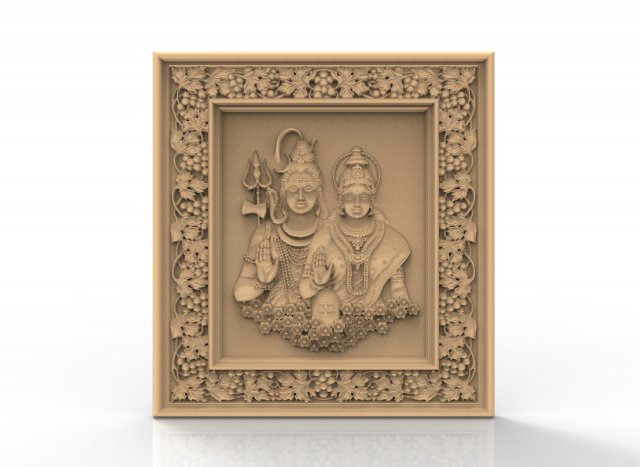 shiv parvati framed 3d relief for vectric and artcam applications Model 3D .c4d .max .obj .3ds .fbx .stl .blend 
