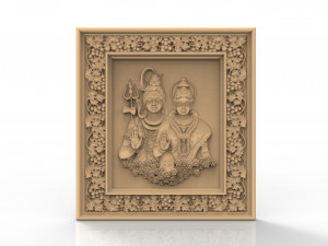 shiv parvati framed 3d relief for vectric and artcam applications 3D Model