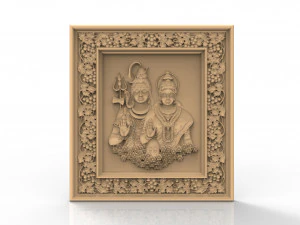 वेक्ट्रिक और आर्टकैम अनुप्रयोगों के लिए शिव पार्वती फ़्रेमयुक्त 3डी राहत 3D मॉडल