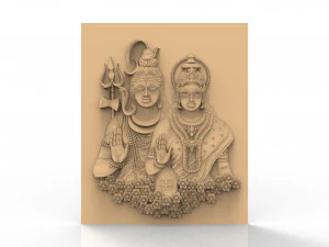 适用于 vectric 和 artcam 应用的 shiv parvati 3d 浮雕 3D 模型