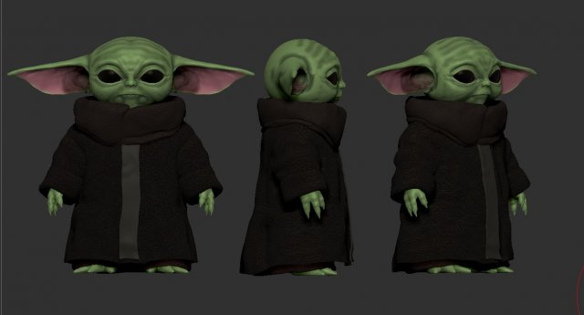 baby yoda 3D Модель .c4d .max .obj .3ds .fbx .stl .blend 