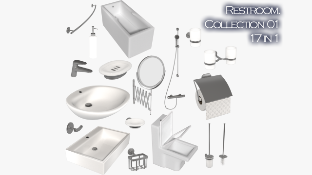 restroom collection - no brand 3D Model .c4d .max .obj .3ds .fbx .stl .blend 