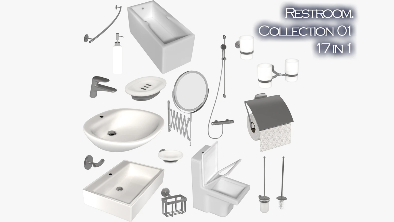 restroom collection - no brand 3D Model .c4d .max .obj .3ds .fbx .stl .blend