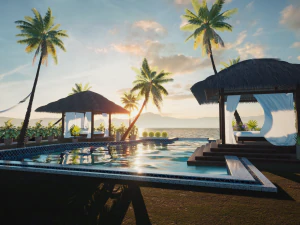 Файл сцены внешнего пляжного курорта 3D Модель