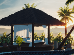 exterior beach resort scene file Model 3D