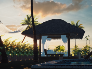 exterior beach resort scene file Model 3D