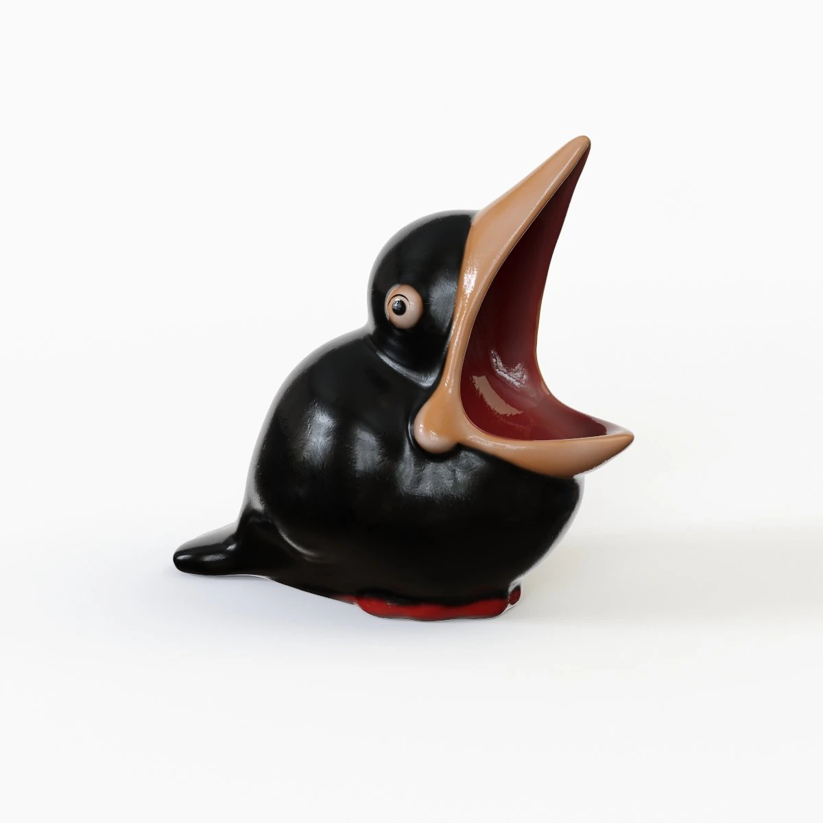 Porcelain figurine jackdaw 3D Model .c4d .max .obj .3ds .fbx .stl .blend