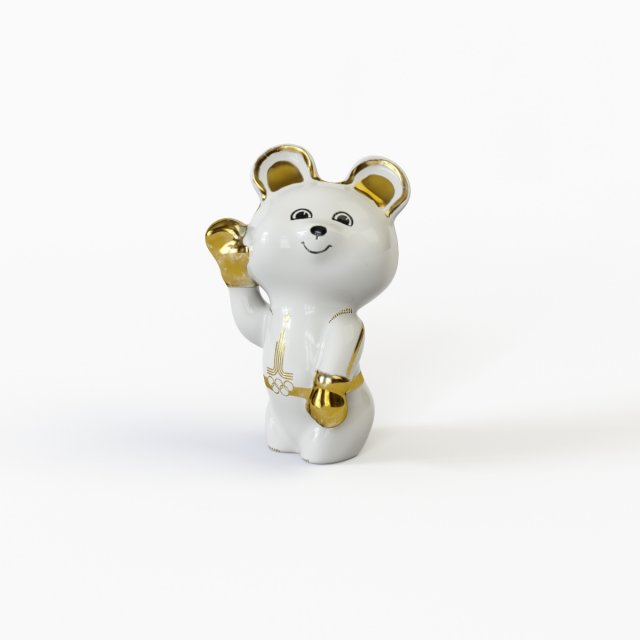 Statuette Teddy bear Olympic boxer with gilding Olympics 80 3D Model .c4d .max .obj .3ds .fbx .stl .blend