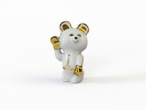 Statuette Teddy bear Olympic boxer with gilding Olympics 80 3D 모델