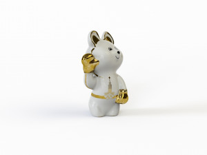 Statuette Teddy bear Olympic boxer with gilding Olympics 80 3D 모델