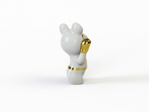 Statuette Teddy bear Olympic boxer with gilding Olympics 80 3D 모델