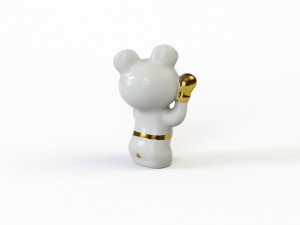 Statuette Teddy bear Olympic boxer with gilding Olympics 80 3D 모델