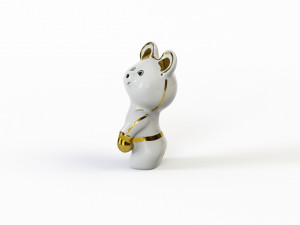Statuette Teddy bear Olympic boxer with gilding Olympics 80 3D 모델