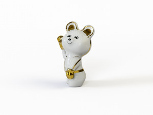 Statuette Teddy bear Olympic boxer with gilding Olympics 80 3D 모델