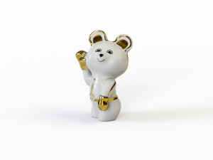 Statuette Teddy bear Olympic boxer with gilding Olympics 80 3D 모델