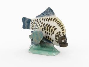 Patung porselen Uni Soviet Ikan Ikan Mas Model 3D