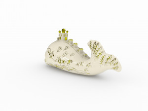 USSR porcelain figurine Fish-whale model Modello 3D