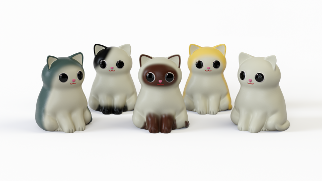 3D Rubber toy cats model 3D-Modell .c4d .max .obj .3ds .fbx .stl .blend 