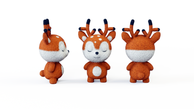 Felt fawn 3D Модель .c4d .max .obj .3ds .fbx .stl .blend 