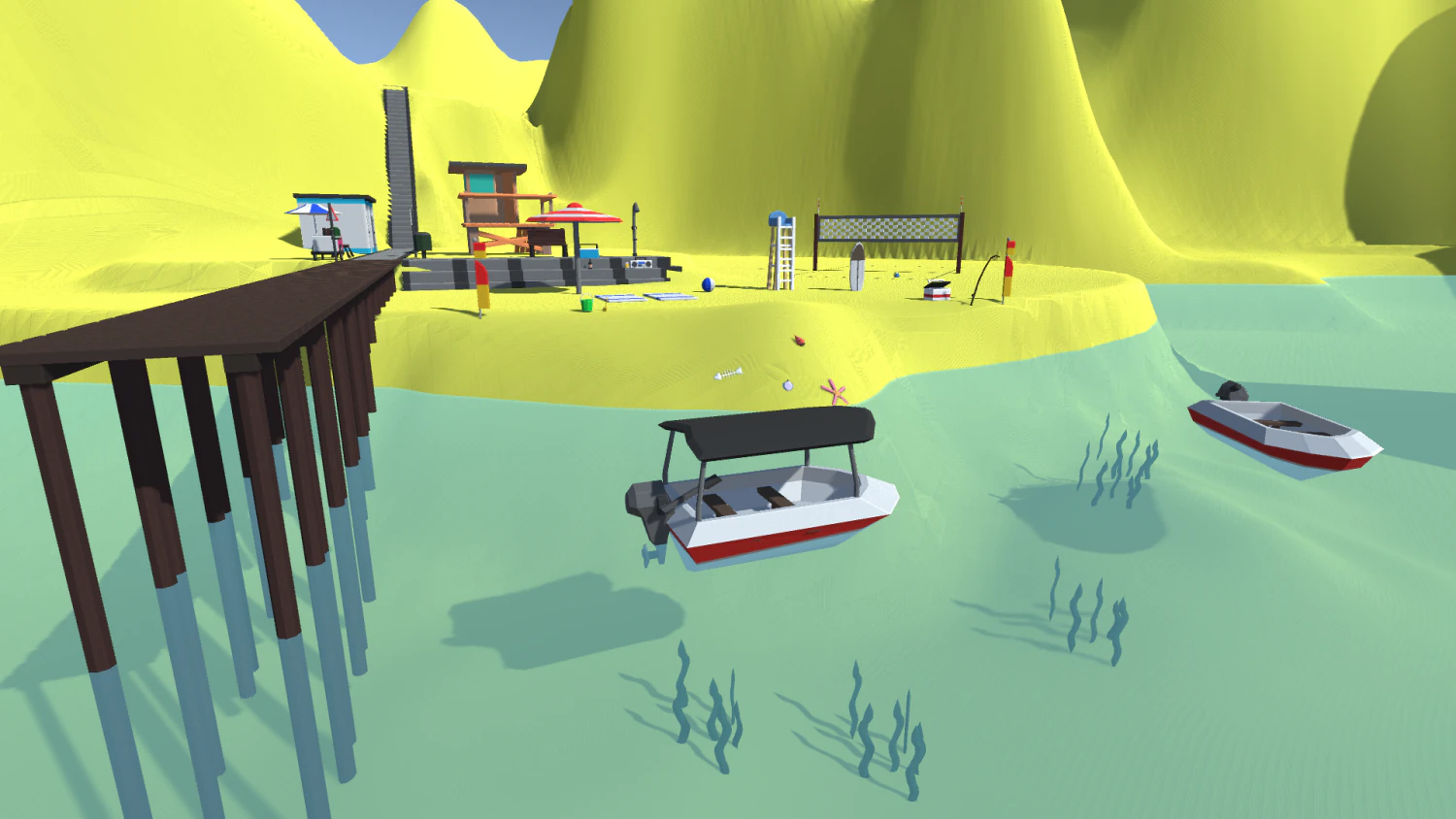 low poly beach 3D Model .c4d .max .obj .3ds .fbx .stl .blend 