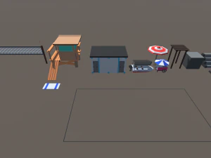 low poly beach 3D Model