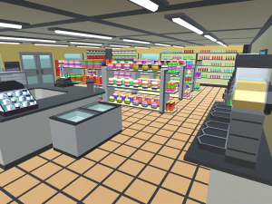 tienda de conveniencia de baja poli Modelo 3D