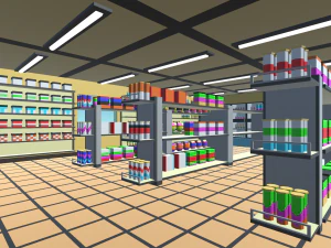 tienda de conveniencia de baja poli Modelo 3D
