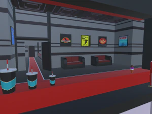 low poly cinema theatre 3D Model