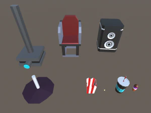 low poly cinema theatre 3D Model